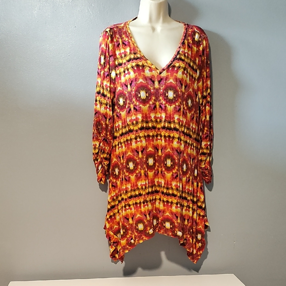 Grace Elements Vibrant Multicolor V-Neck Tunic - image 8